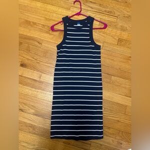 Old Navy Navy and White Striped Midi Dress